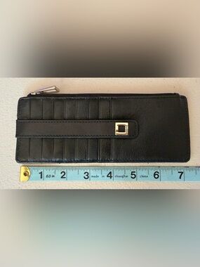 Lodis Black Leather Card Holder with Gold Accent